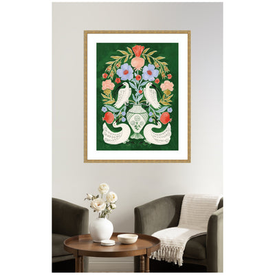 Floral Folklore Ibises and Swan by Jill Labieniec Framed Wall Art Print