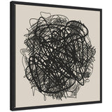 Modern Abstract Linework Loofah framed canvas print showing black abstract line drawing on white background in black Sylvie frame