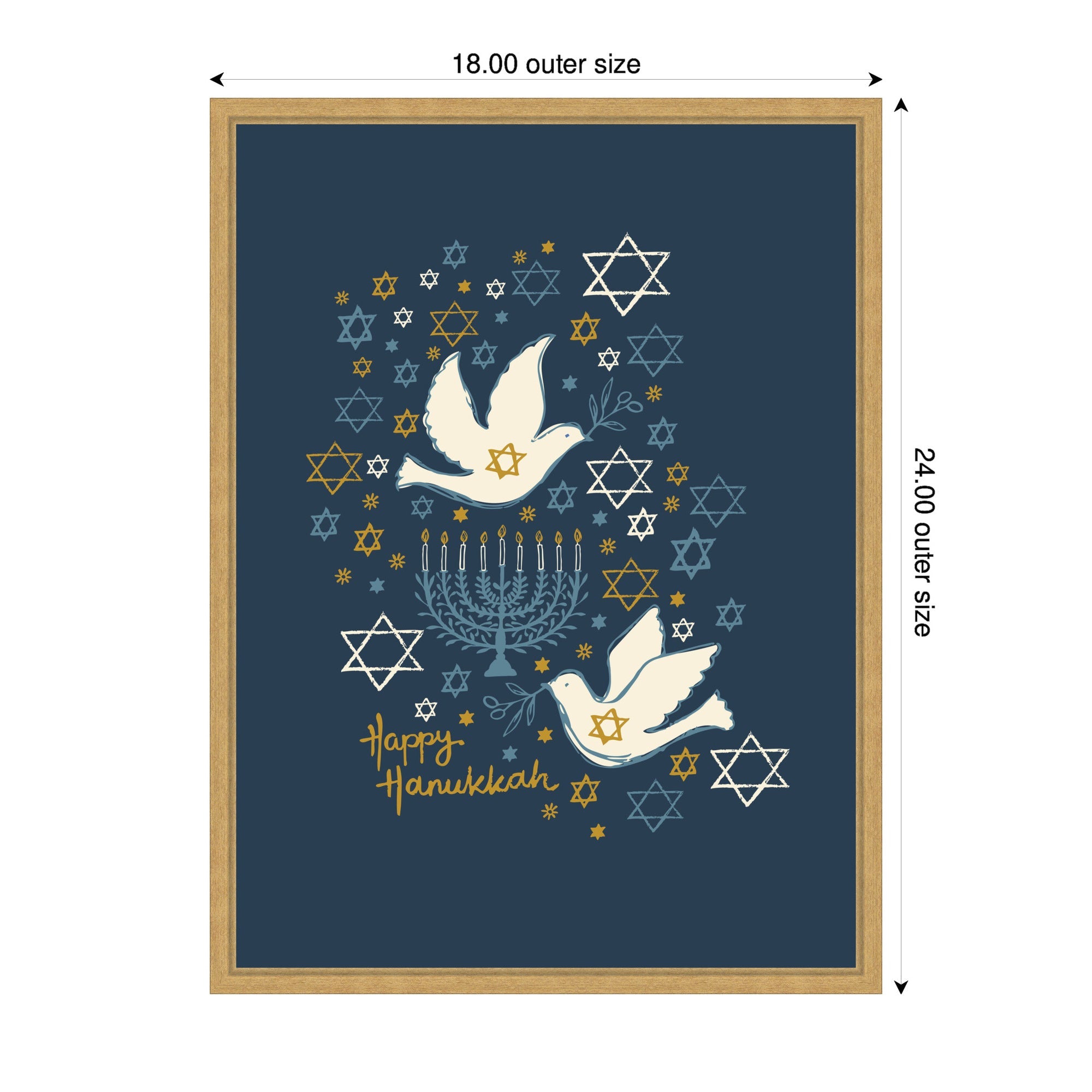 Sylvie Framed Canvas Love and Light Happy Hanukkah by Vicky Yorke