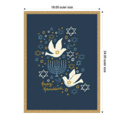 Sylvie Framed Canvas Love and Light Happy Hanukkah by Vicky Yorke