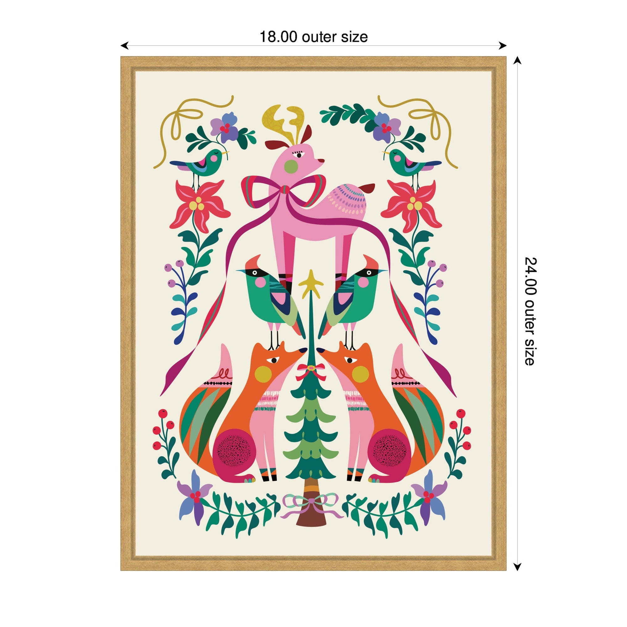 Sylvie Framed Canvas Winter Woodland Animals Christmas Tree by Rachel Lee