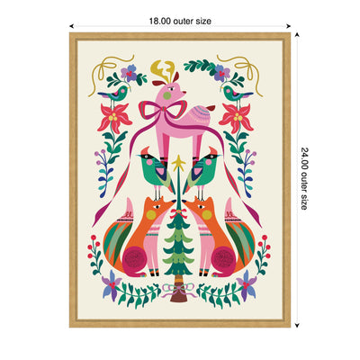 Sylvie Framed Canvas Winter Woodland Animals Christmas Tree by Rachel Lee