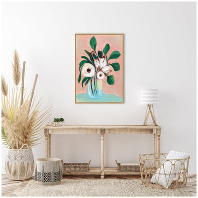 Sylvie Beaded Blush in Bloom Framed Canvas by Nikita Jariwala