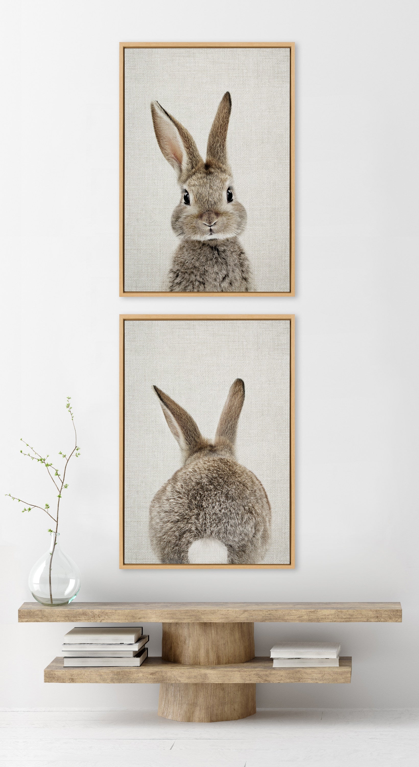 Sylvie Bunny Portrait and Bunny Tail Framed Canvas Art Set by Amy Peterson Art Studio