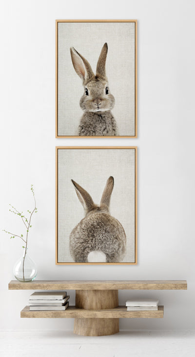 Sylvie Bunny Portrait and Bunny Tail Framed Canvas Art Set by Amy Peterson Art Studio