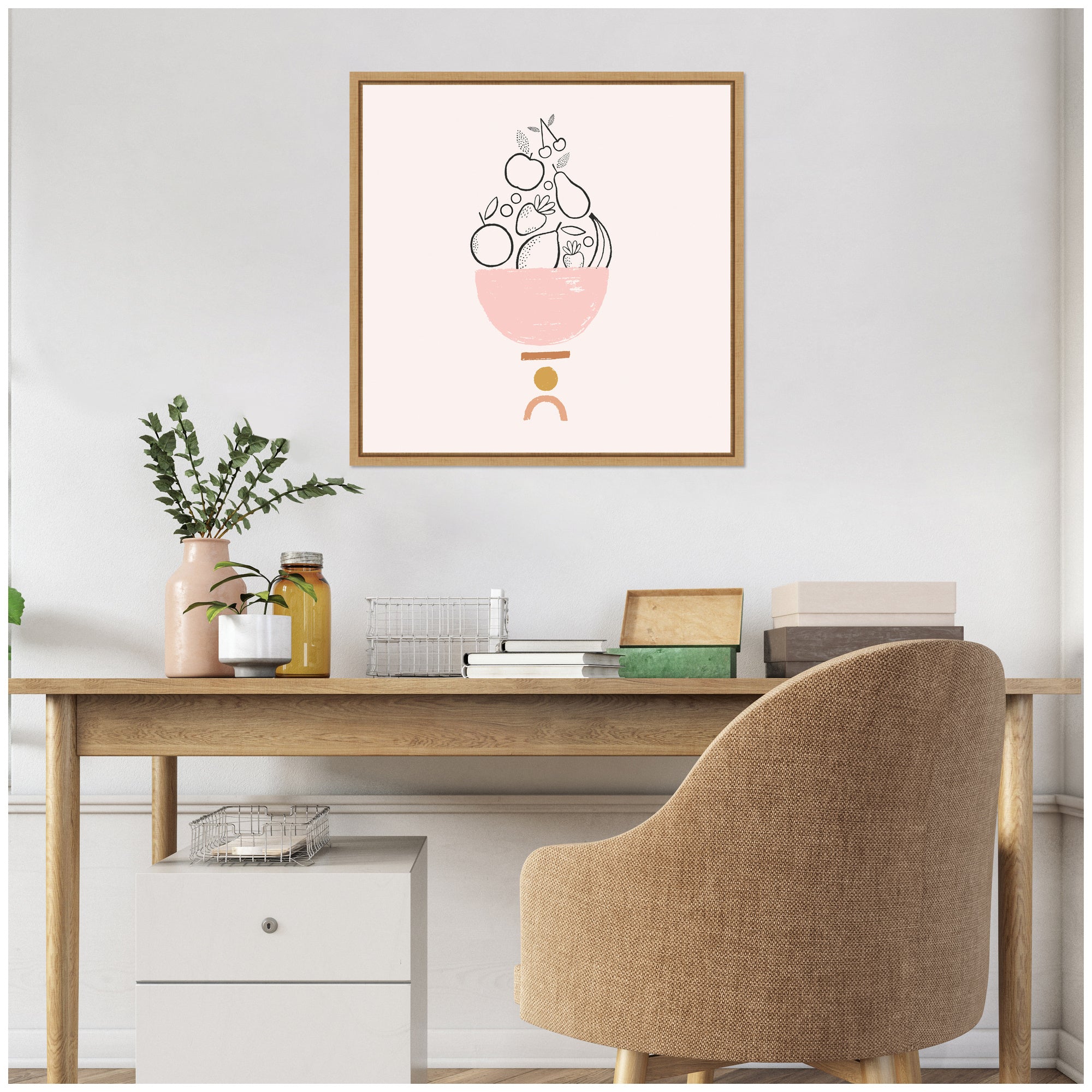 Sylvie Bowl of Fruitness Framed Canvas by Duchess Plum