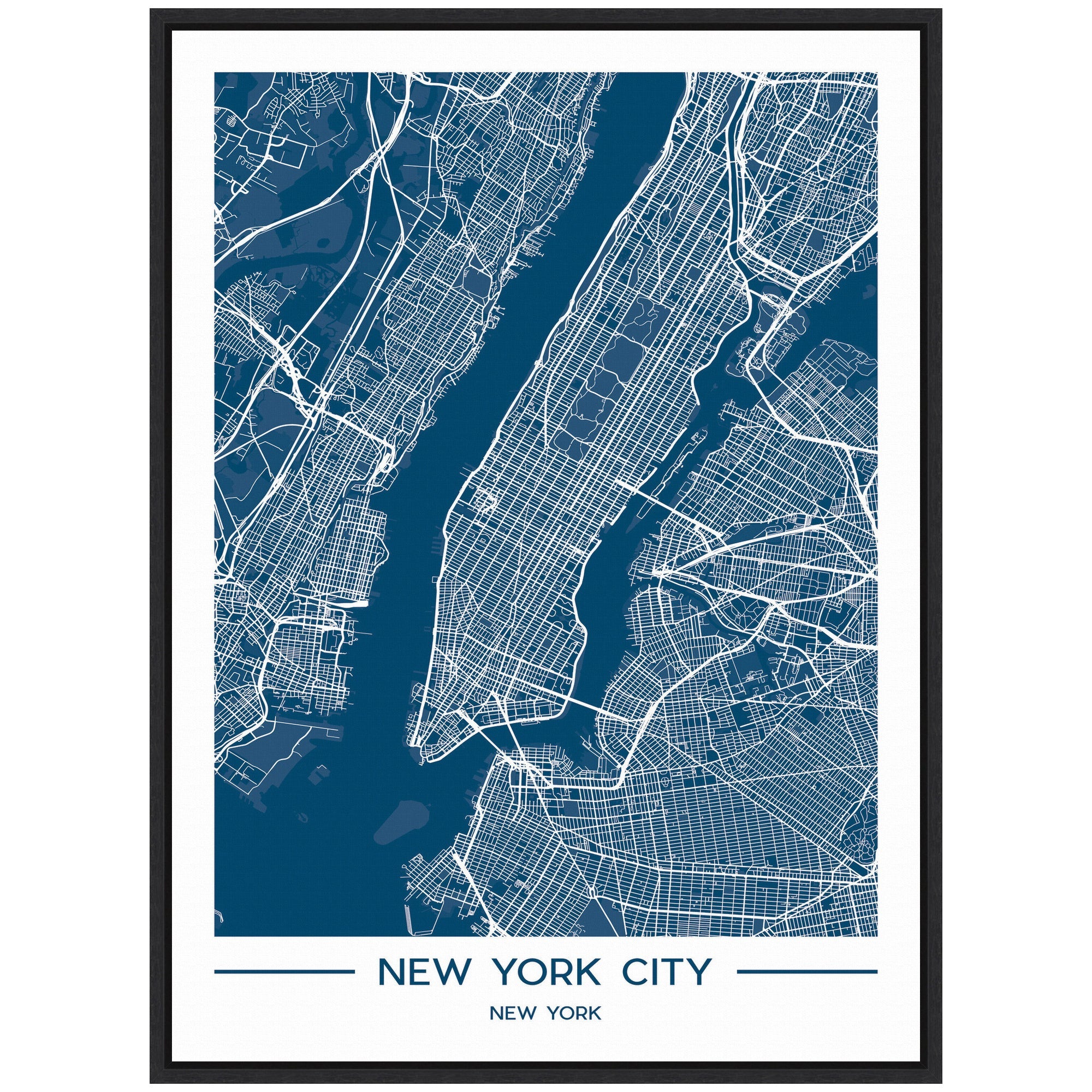 Sylvie NYC Blue Color Map Framed Canvas by Jake Goossen