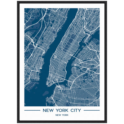 Sylvie NYC Blue Color Map Framed Canvas by Jake Goossen