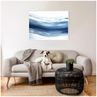 Abstract Linear Blues by The Creative Bunch Studio Framed Canvas Wall Art Print