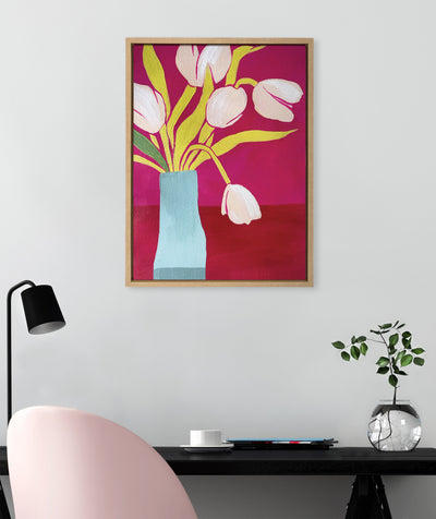 Sylvie Pink Tulips Framed Canvas by kateandlaurel - product image 4 for Resin Society
