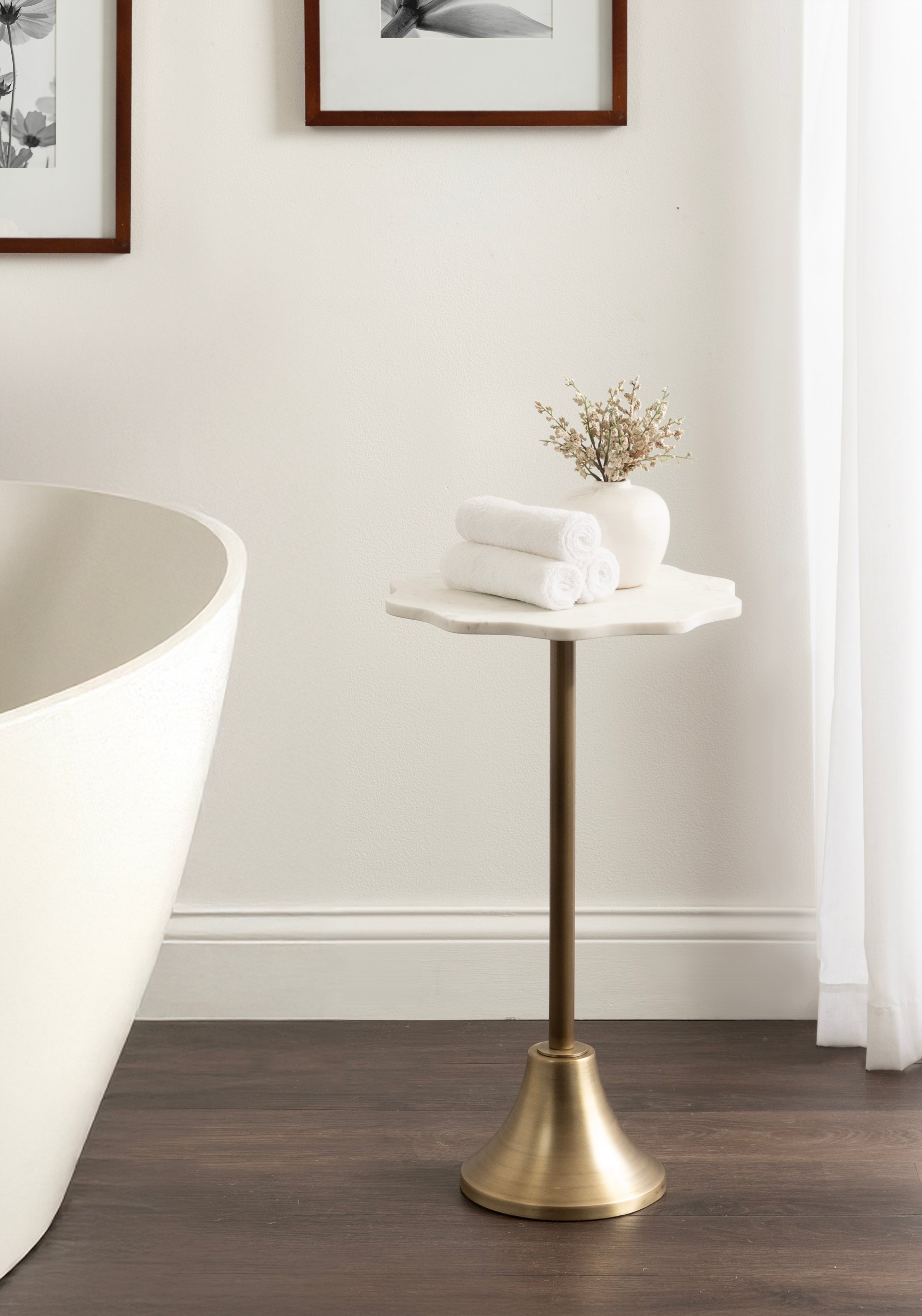 Sanzo Scalloped Marble and Metal Table