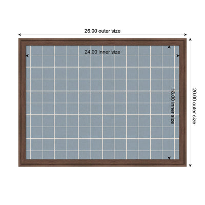 Framed Fabric Pinboard Light Blue Plaid Wall Organization