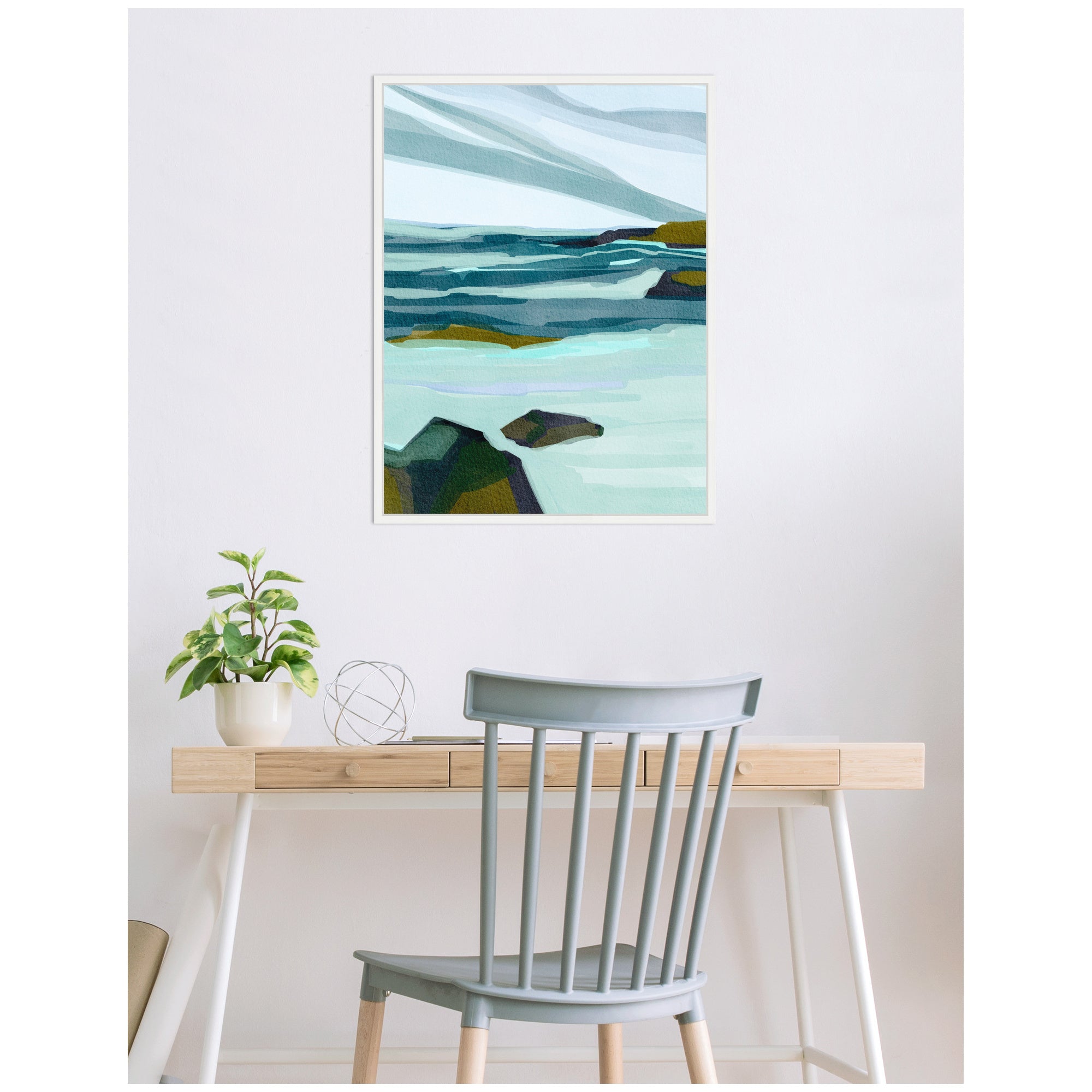 Sylvie Ocean Breeze Framed Canvas by Nikita Jariwala