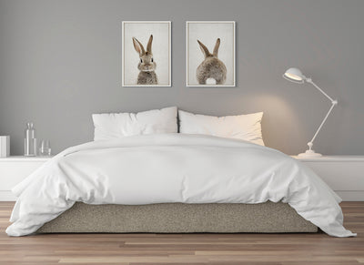 Sylvie Bunny Portrait and Bunny Tail Framed Canvas Art Set by Amy Peterson Art Studio