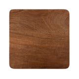 Square wooden tabletop with rounded corners and warm brown grain patterns, pictured from above against a white background.