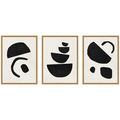 Sylvie Black Geometric Abstracts Framed Canvas Art Set by July Art Prints