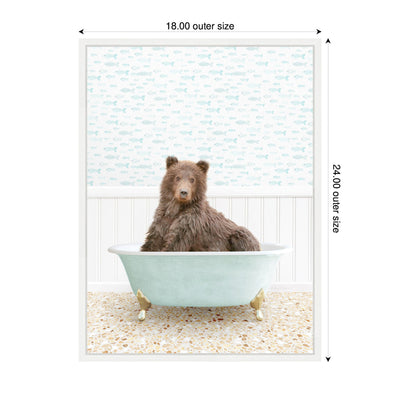 Sylvie Bear in Little Fish Bathtub Framed Canvas by Amy Peterson