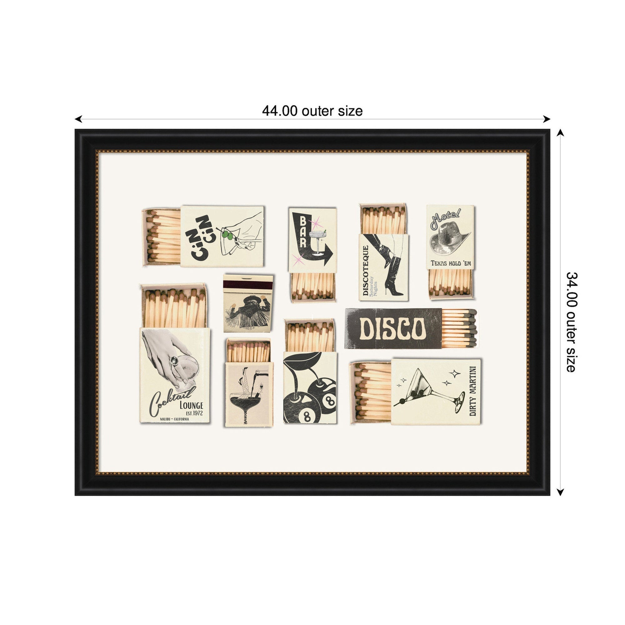Vintage Matchboxes Neutral Black and Beige by Honey Island Studio Framed Wall Art Print