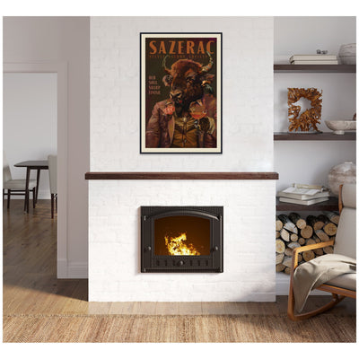 WG Sazerac Bison Buffalo by The Whiskey Ginger Framed Canvas Wall Art Print