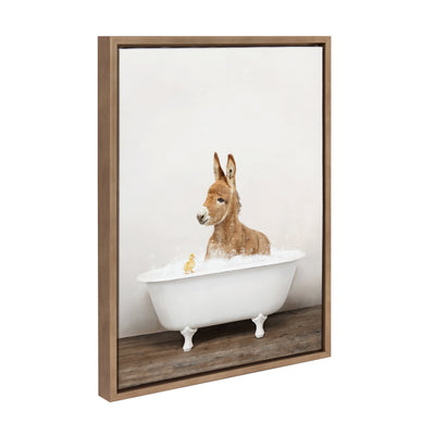 Sylvie Baby Donkey in Rustic Bath Framed Canvas by Amy Peterson Art Studio