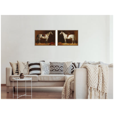 Emil Volkers White Horses 2 Piece Framed Canvas Wall Art Set by Nostalgia Prints