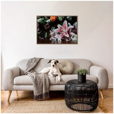 Sylvie Dark Lily Framed Canvas by Alicia Abla