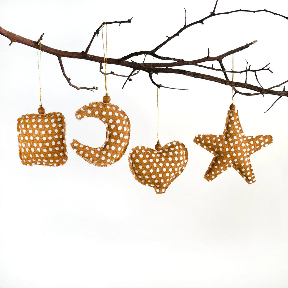 Mustard Yellow Whimsical Ornaments - Set of 4 by Mbare Ltd - main product image for Resin Society