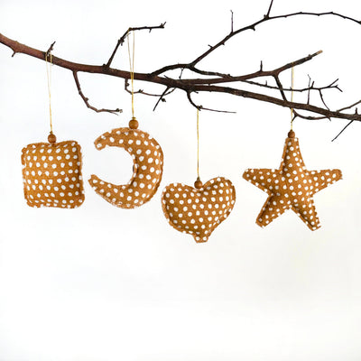 Mustard Yellow Whimsical Ornaments - Set of 4 by Mbare Ltd - main product image for Resin Society