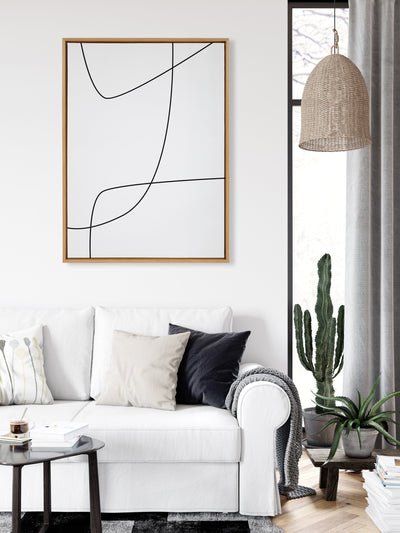 Sylvie Modern Line Abstract 3 BW Framed Canvas by kateandlaurel - product image 13 for Resin Society