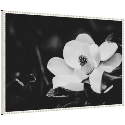 Sylvie Magnolias Framed Canvas by Alicia Abla showing floral magnolia artwork in vintage beaded frame