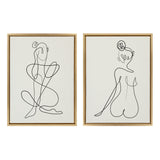 Sylvie Thinking of You Line Art and Sitting Beauty Framed Canvas Set by kateandlaurel - product image 9 for Resin Society