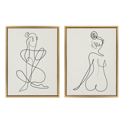 Sylvie Thinking of You Line Art and Sitting Beauty Framed Canvas Set by kateandlaurel - product image 9 for Resin Society