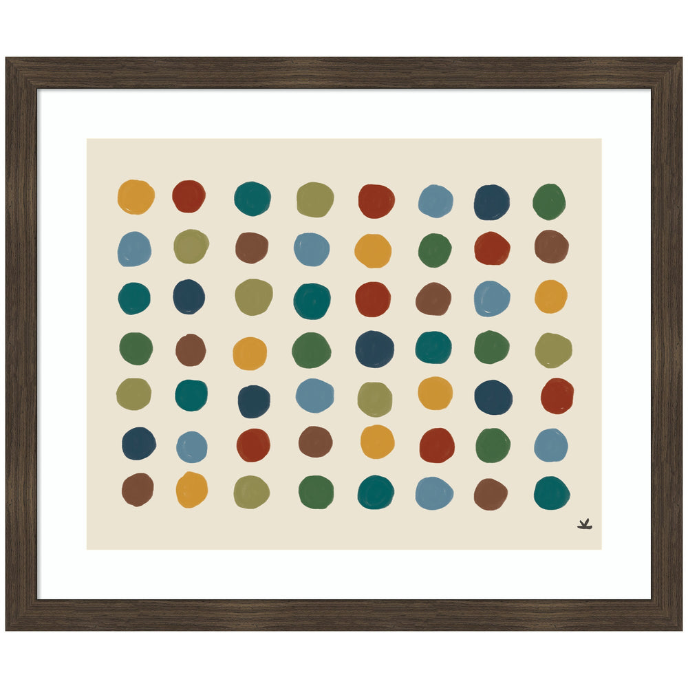 Framed wall art print titled Meditation No.
3b by Kelly Knaga showing abstract shapes in dark and warm tones