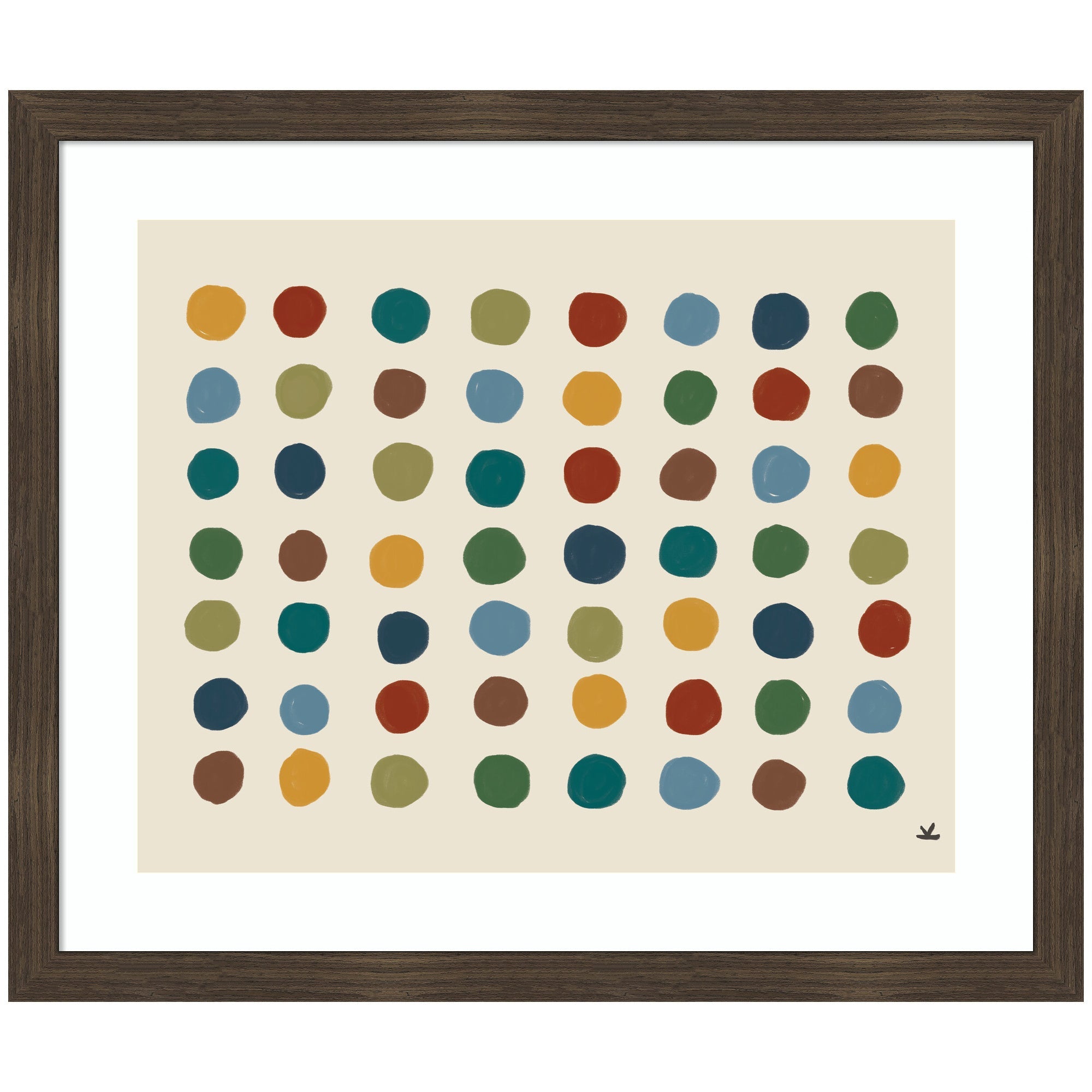 Framed wall art print titled Meditation No.
3b by Kelly Knaga showing abstract shapes in dark and warm tones