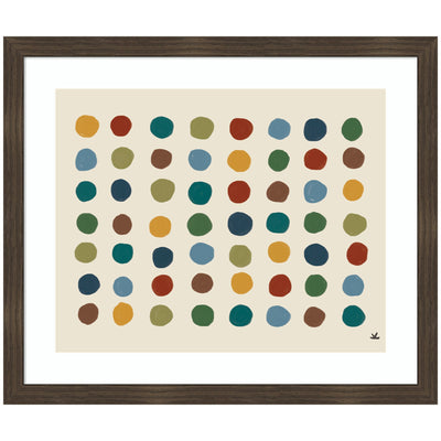 Framed wall art print titled Meditation No.
3b by Kelly Knaga showing abstract shapes in dark and warm tones