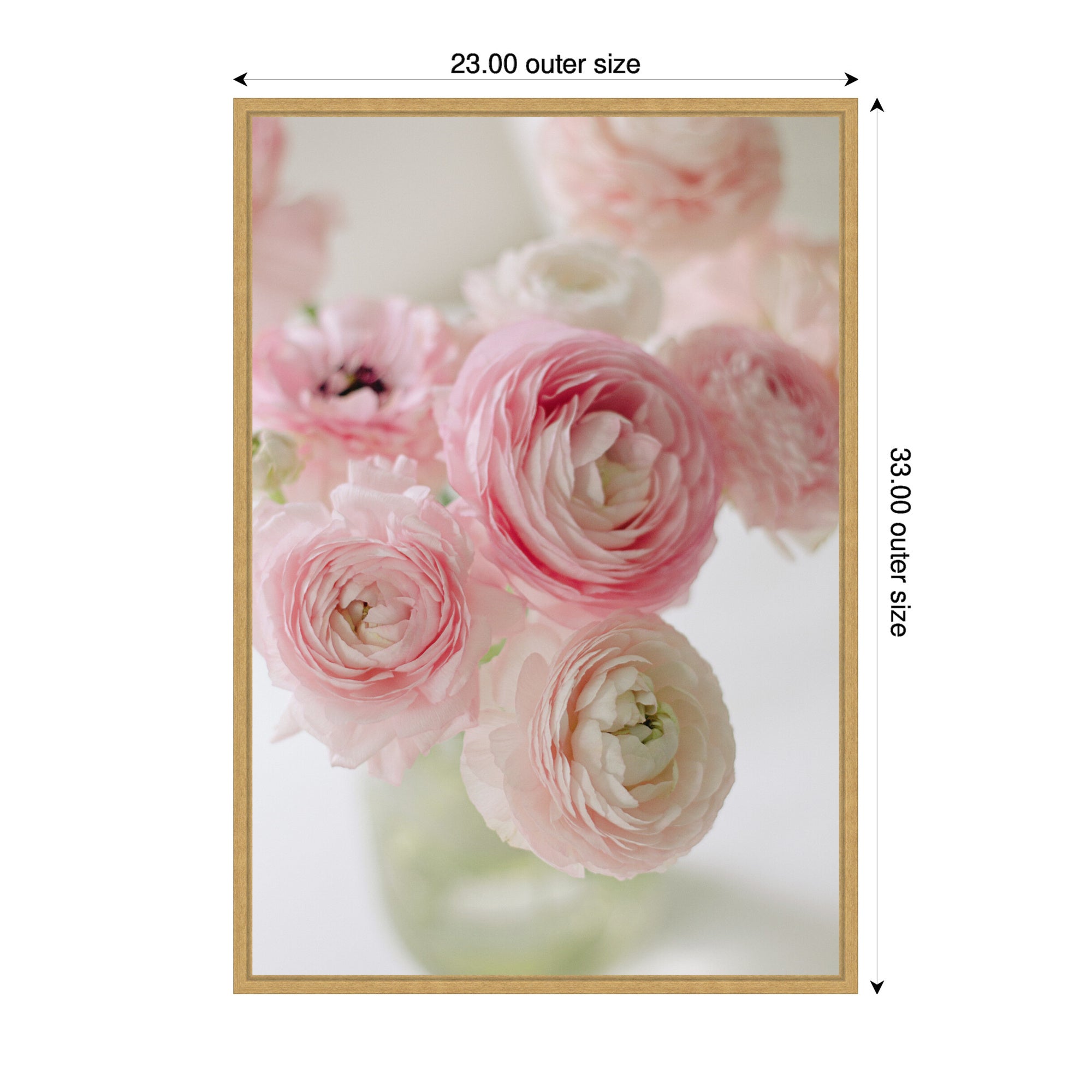 Sylvie Delicate Pink Ranunculus Flower Bouquet Framed Canvas by Kristy Campbell