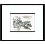 Postcard Florence by Teju Reval Framed Wall Art Print showing architectural illustration with black frame