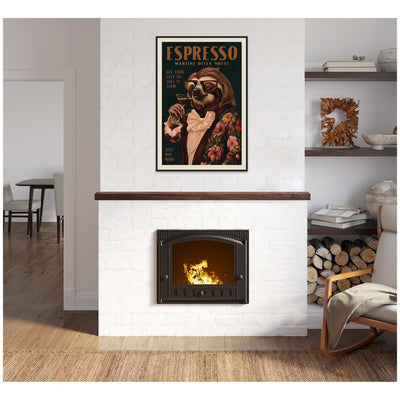WG Espresso Sloth by The Whiskey Ginger Framed Canvas Wall Art Print
