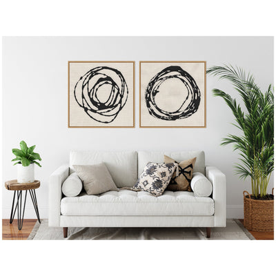 Sylvie Flowing Circle Abstracts - 2 Piece Framed Canvas Art Set