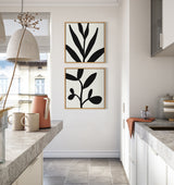 Sylvie Modern Botanical Neutral Abstract 2 Framed Canvas
