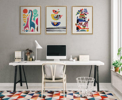 Sylvie 3 Cats Framed Canvas