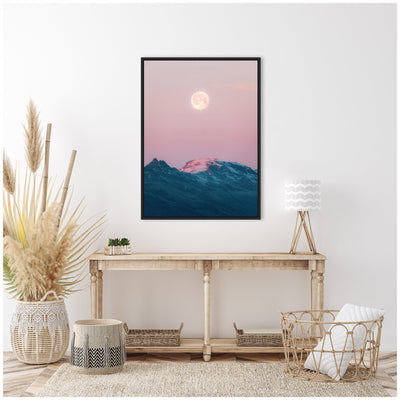 Sylvie Pastel Moonrise over Icelandic Mountains Framed Canvas by Michael Schauer