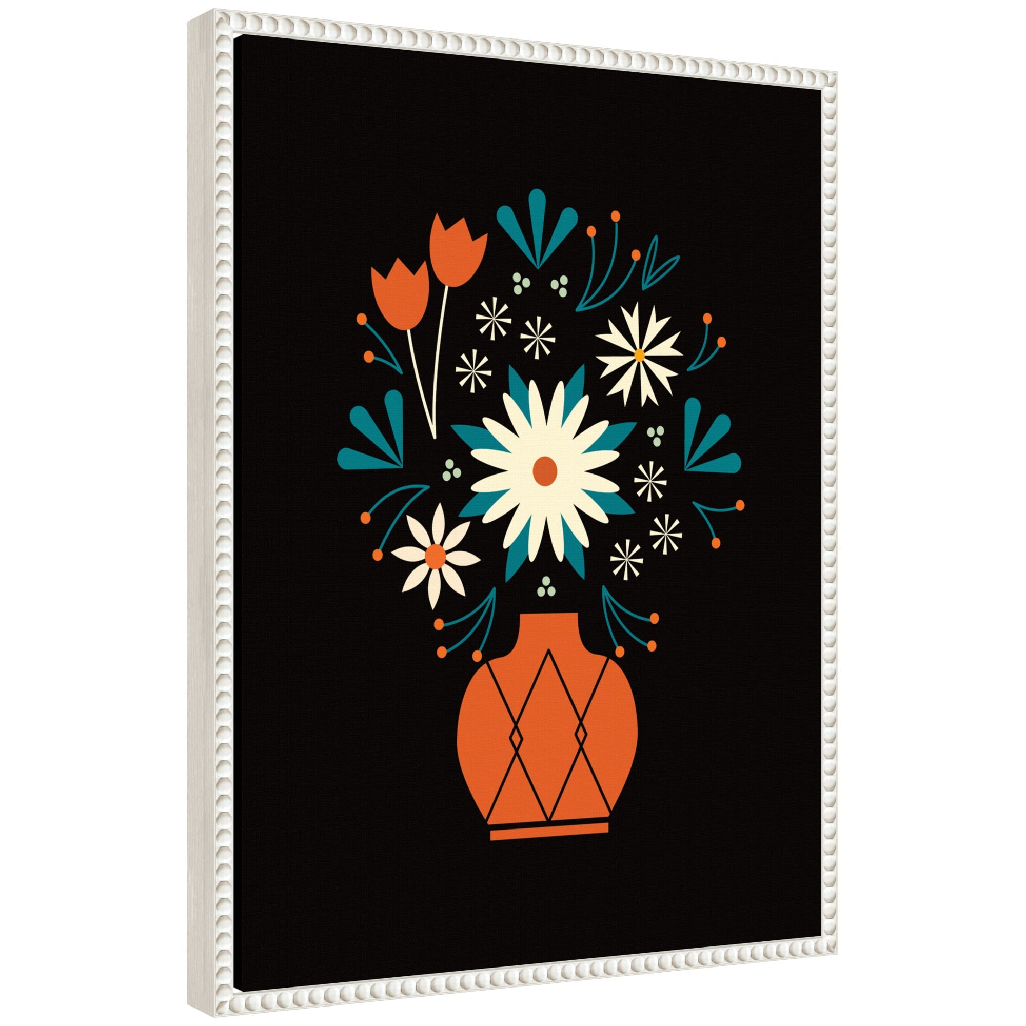 Sylvie Floral Red Vase Framed Canvas by Amber Leaders