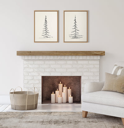 Sylvie Minimalist Evergreen Trees Sketch Framed Canvas Art Set by The Creative Bunch Studio