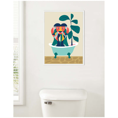 Sylvie MCM Lion in Bathtub Framed Canvas by Rachel Lee