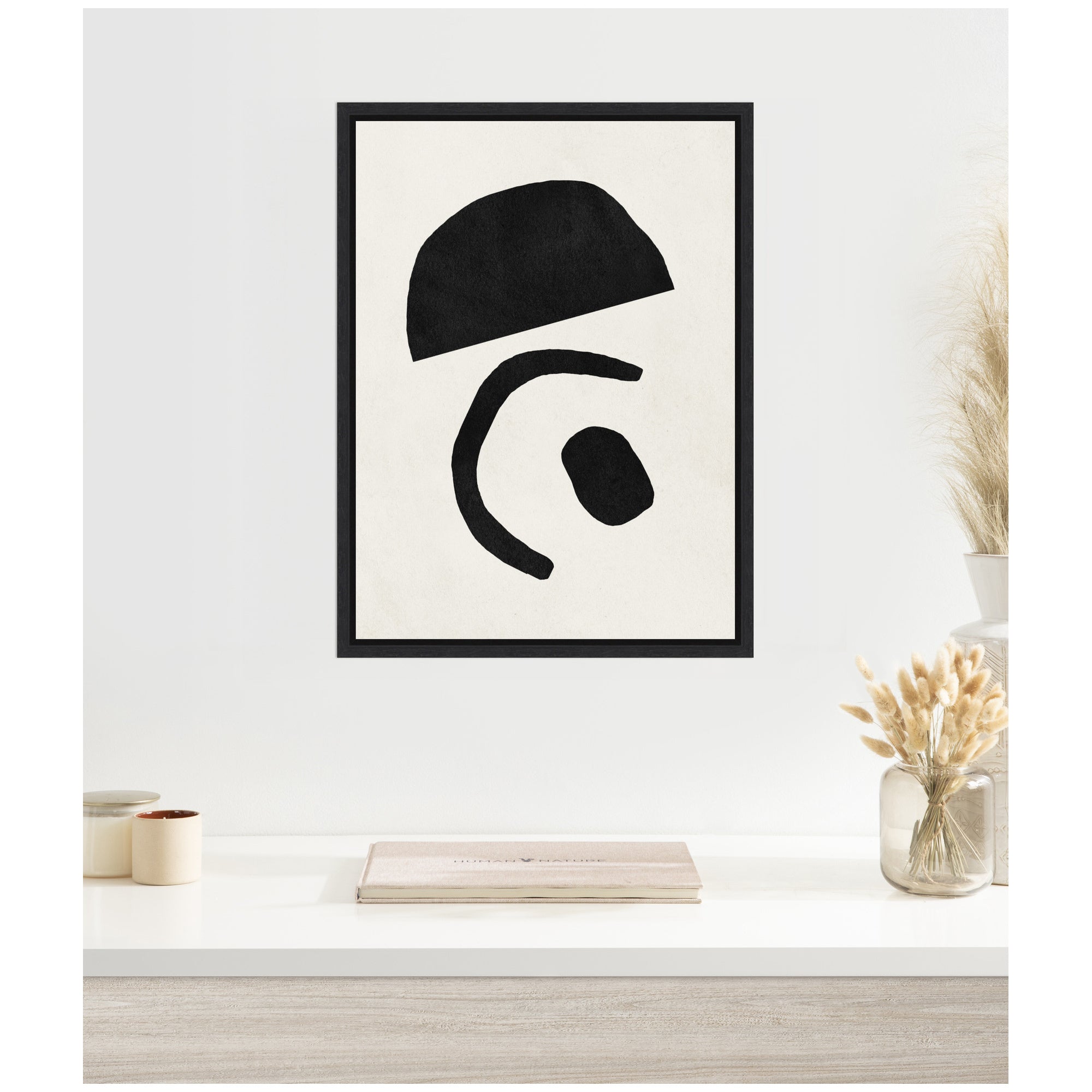 Sylvie Black Geometric Abstract 3 Framed Canvas by July Art Prints