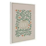 Sylvie Colorful Abstract Retro Floral Green and Orange Framed Canvas by kateandlaurel - main product image for Resin Society