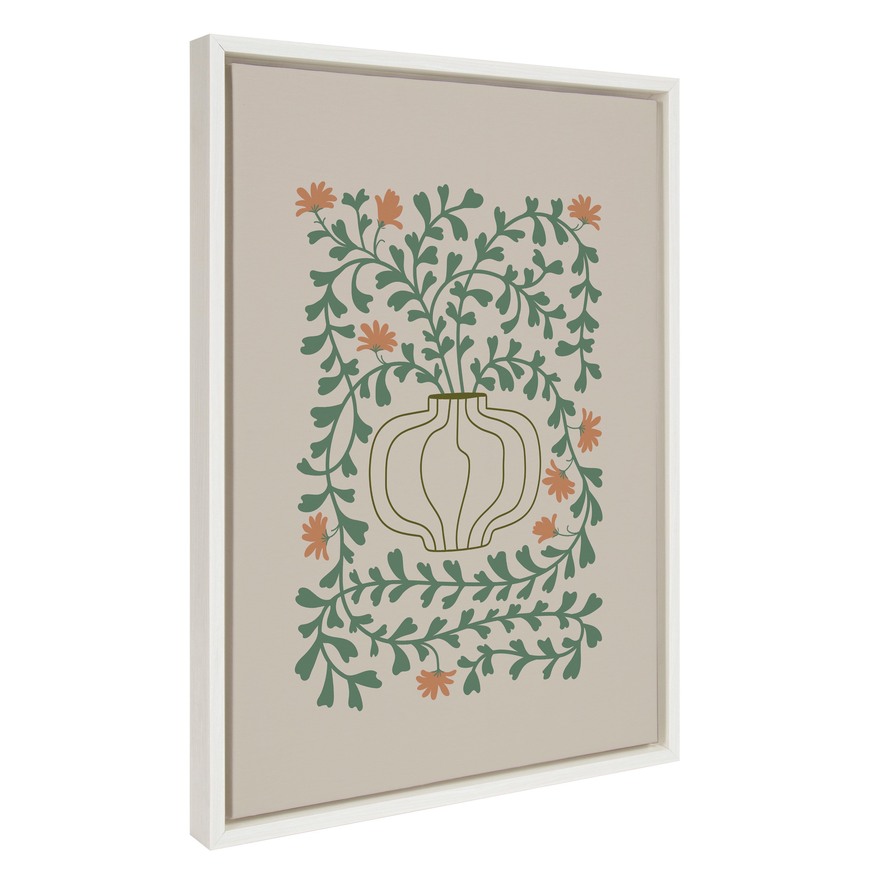 Sylvie Colorful Abstract Retro Floral Green and Orange Framed Canvas by kateandlaurel - product image 7 for Resin Society