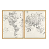 Sylvie Vintage Black and White World Map Framed Canvas Set by The by kateandlaurel - product image 6 for Resin Society