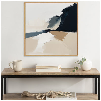 Sylvie Coastal Sand Modern Abstract Landscape II Framed Canvas
